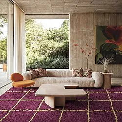 Tapetes felpudos - Lana Natural Cotton Shaggy (borgonha/amarelo)