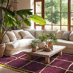 Tapetes felpudos - Lana Natural Cotton Shaggy (borgonha/amarelo)