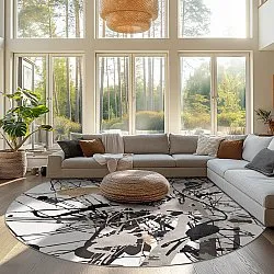 Tapete redondo - Lawrance (cinza/branco)