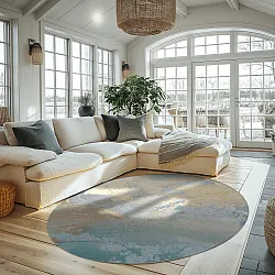 Tapete redondo - Lesley (azul/cinza/turquesa)