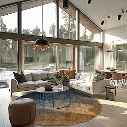 Tapete redondo - Librilla (marrom/azul)