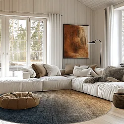 Tapete redondo - Librilla (marrom/azul)