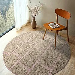 Tapete redondo - Lindley Natural Cotton Shaggy (bež/roza)