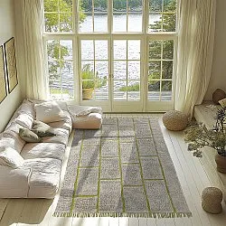 Tapetes felpudos - Lindley Natural Cotton Shaggy (siva/zelena)