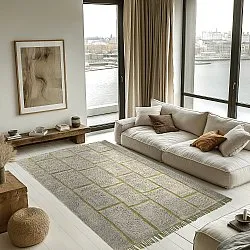 Tapetes felpudos - Lindley Natural Cotton Shaggy (siva/zelena)