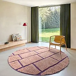 Tapete redondo - Lindley Natural Cotton Shaggy (roza/vijolična)