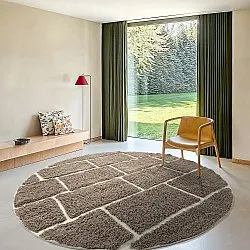 Tapete redondo - Lindley Natural Cotton Shaggy (taupe/siva)