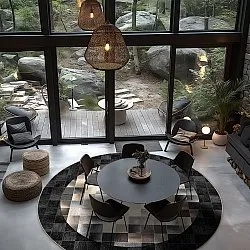 Tapete redondo - Livada (preto/multicolorido)