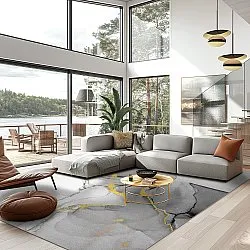 Tapete Wilton - Manilva (cinza/branco/dourado)