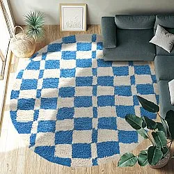 Tapete redondo - Maranello Natural Cotton Shaggy (azul)