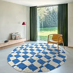 Tapete redondo - Maranello Natural Cotton Shaggy (azul)