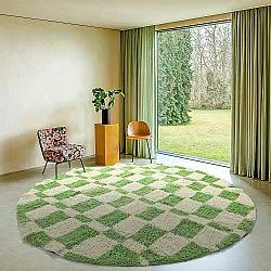 Tapete redondo - Maranello Natural Cotton Shaggy (verde)