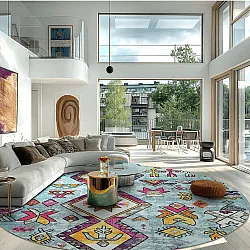 Tapete redondo - Misare (azul/multicolorido)