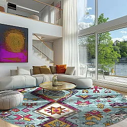 Tapete redondo - Misare (azul/multicolorido)