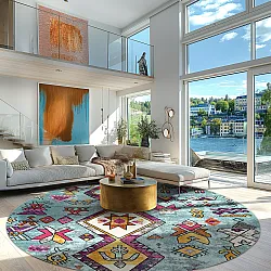 Tapete redondo - Misare (azul/multicolorido)