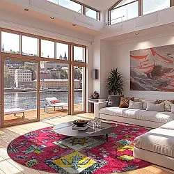 Tapete redondo - Misare (rosa/multicolorido)