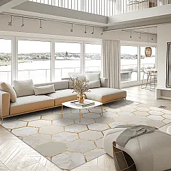 Tapete Wilton - Morino (bege/branco/dourado)