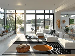 Tapete Wilton - Moudania (bege/preto/laranja)