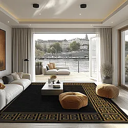 Tapete Wilton - Myra (preto/dourado)