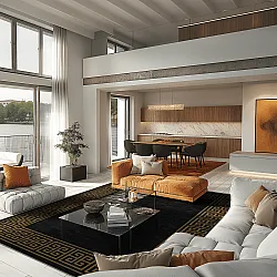 Tapete Wilton - Myra (preto/dourado)