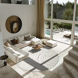 Tapete redondo - Navarra Natural Cotton Shaggy (branco)