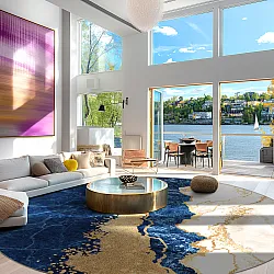 Tapete redondo - Padova (azul/branco/dourado)