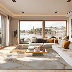 Tapete Wilton - Padova (marrom/branco/dourado)