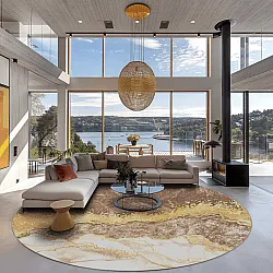 Tapete redondo - Padova (marrom/branco/dourado)