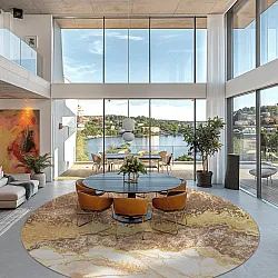 Tapete redondo - Padova (marrom/branco/dourado)