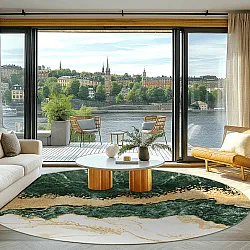 Tapete redondo - Padova (verde/branco/dourado)