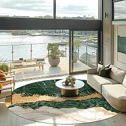 Tapete redondo - Padova (verde/branco/dourado)