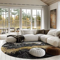 Tapete redondo - Padova (preto/branco/dourado)