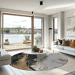 Tapete redondo - Padova (preto/branco/dourado)