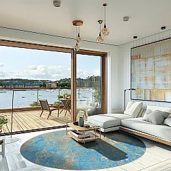 Tapete redondo - Pavoa (azul)