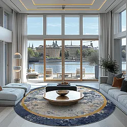 Tapete redondo - Peri (azul/multicolorido)