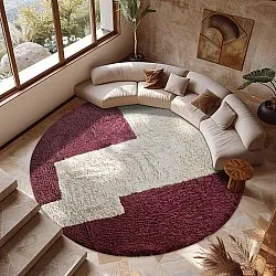 Tapete redondo - Ricco Natural Cotton Shaggy (offwhite/bordô)