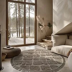 Tapete redondo - Salem Natural Cotton Shaggy (taupe)