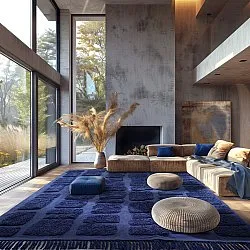 Tapetes felpudos - Salem Natural Cotton Shaggy (azul escuro)