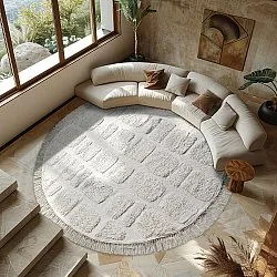 Tapete redondo - Salem Natural Cotton Shaggy (offwhite)