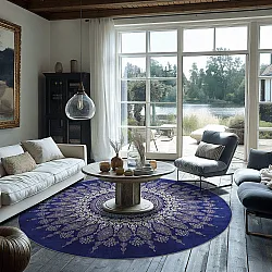 Tapete redondo - Sandrigo (azul/bege)