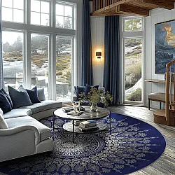 Tapete redondo - Sandrigo (azul/bege)