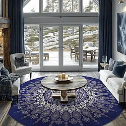 Tapete redondo - Sandrigo (azul/bege)