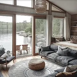 Tapete redondo - Sandrigo (cinza/branco)