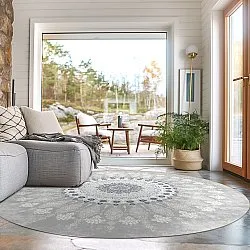 Tapete redondo - Sandrigo (cinza/branco)