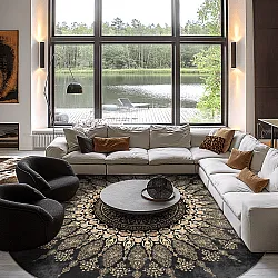 Tapete redondo - Sandrigo (preto/dourado)