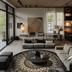 Tapete redondo - Sandrigo (preto/dourado)