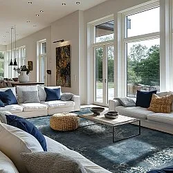 Tapete Wilton - Santi (azul/bege)