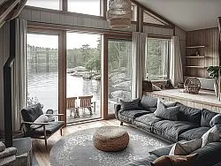 Tapete redondo - Santi (cinza/branco)