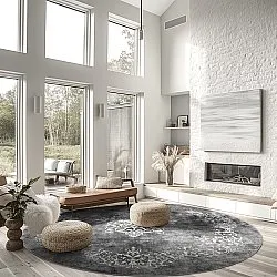 Tapete redondo - Santi (cinza escuro/branco)