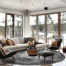 Tapete redondo - Santi (cinza escuro/branco)